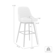 Sicily 30" Swivel Walnut Wood Bar Stool in Cream Faux Leather - Furniture City (CA)l