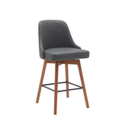 Sicily 26" Swivel Walnut Wood Counter Stool in Gray Faux Leather - Furniture City (CA)l
