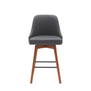 Sicily 26" Swivel Walnut Wood Counter Stool in Gray Faux Leather - Furniture City (CA)l