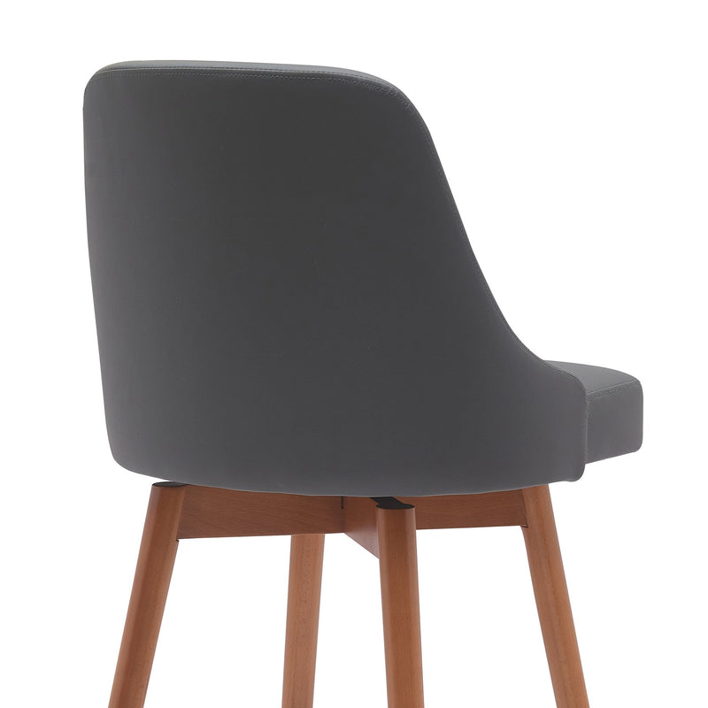 Sicily 26" Swivel Walnut Wood Counter Stool in Gray Faux Leather - Furniture City (CA)l