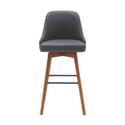 Sicily 30" Swivel Walnut Wood Bar Stool in Gray Faux Leather - Furniture City (CA)l