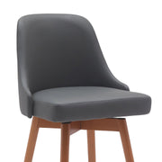 Sicily 30" Swivel Walnut Wood Bar Stool in Gray Faux Leather - Furniture City (CA)l