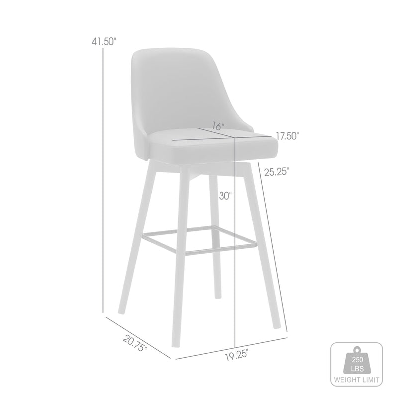 Sicily 30" Swivel Walnut Wood Bar Stool in Gray Faux Leather - Furniture City (CA)l