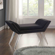 Silas Ottoman Bench in Black Tufted Velvet with Nailhead Trim and Acrylic Legs - Furniture City (CA)l
