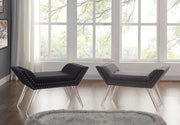 Silas Ottoman Bench in Black Tufted Velvet with Nailhead Trim and Acrylic Legs - Furniture City (CA)l