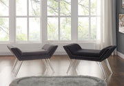 Silas Ottoman Bench in Gray Tufted Velvet with Nailhead Trim and Acrylic Legs - Furniture City (CA)l