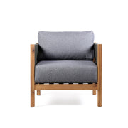 Sienna Outdoor Eucalyptus Lounge Chair in Teak Finish with Gray Cushions - Furniture City (CA)l