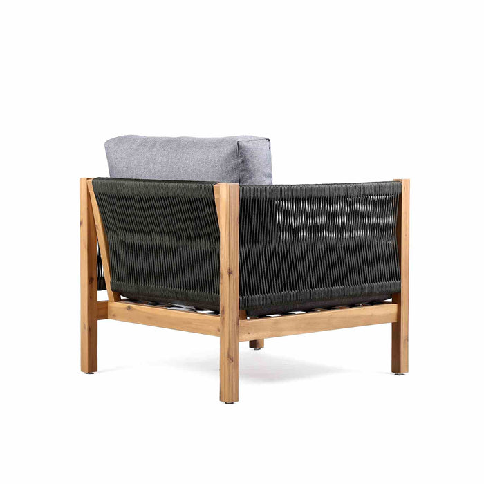 Sienna Outdoor Eucalyptus Lounge Chair in Teak Finish with Gray Cushions