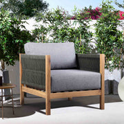 Sienna Outdoor Eucalyptus Lounge Chair in Teak Finish with Gray Cushions - Furniture City (CA)l