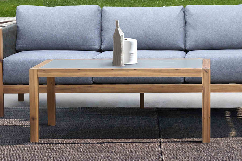 Sienna Outdoor Coffee Table with Teak Finish and Stone Top - Furniture City (CA)l