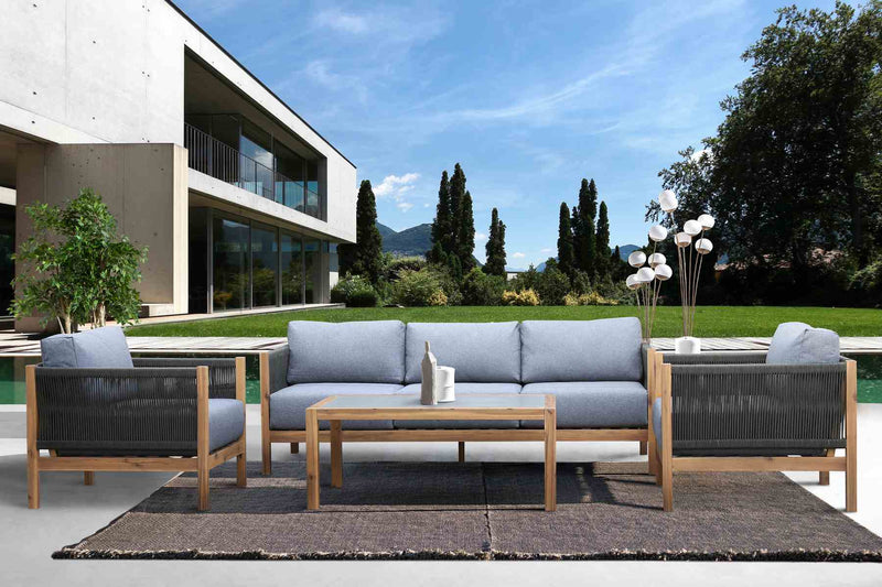 Sienna Outdoor Coffee Table with Teak Finish and Stone Top - Furniture City (CA)l