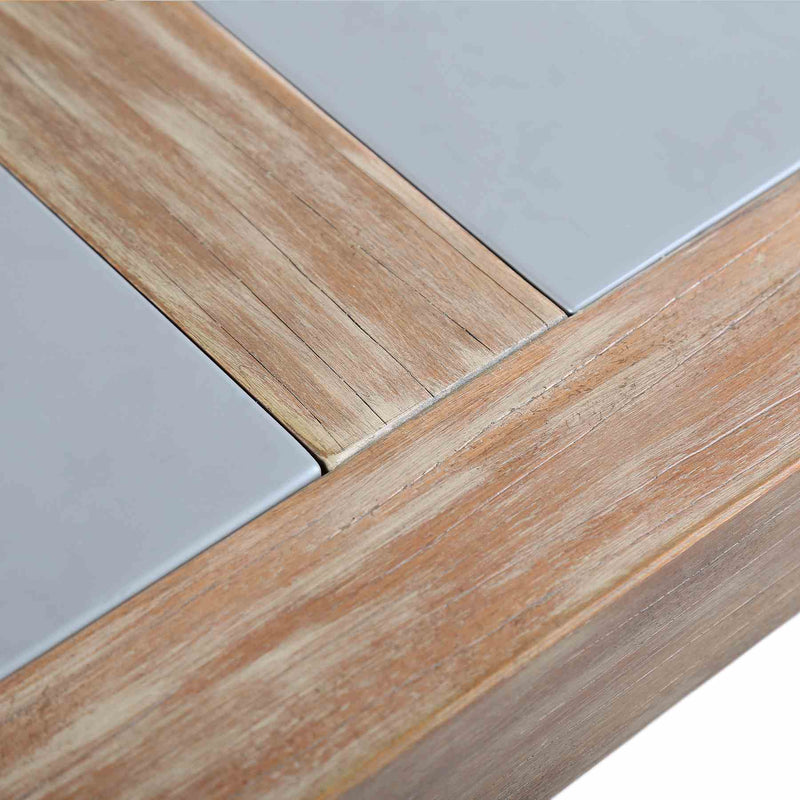 Sienna Outdoor Eucalyptus Dining Table with Gray Teak Finish and Super Stone Top - Furniture City (CA)l