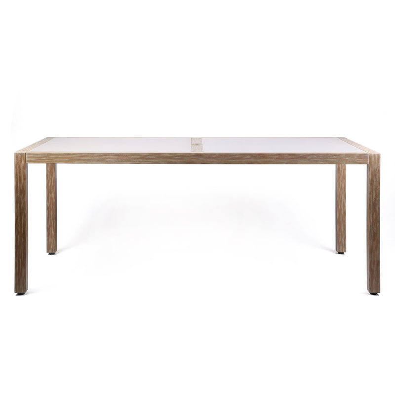 Sienna Outdoor Eucalyptus Dining Table with Teak Finish and Gray Super Stone Top - Furniture City (CA)l