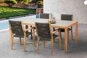 Sienna Outdoor Eucalyptus Dining Table with Teak Finish and Gray Super Stone Top - Furniture City (CA)l