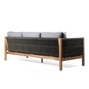 Sienna Outdoor Eucalyptus Sofa in Teak Finish with Gray Cushions - Furniture City (CA)l