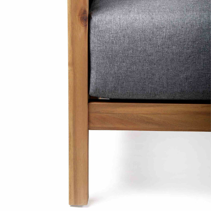 Sienna Outdoor Eucalyptus Sofa in Teak Finish with Gray Cushions