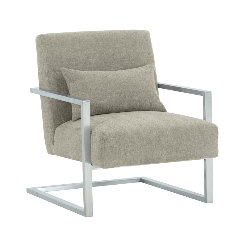 Skyline Modern Accent Chair In Gray Linen and Steel Legs - Furniture City (CA)l
