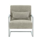 Skyline Modern Accent Chair In Gray Linen and Steel Legs - Furniture City (CA)l