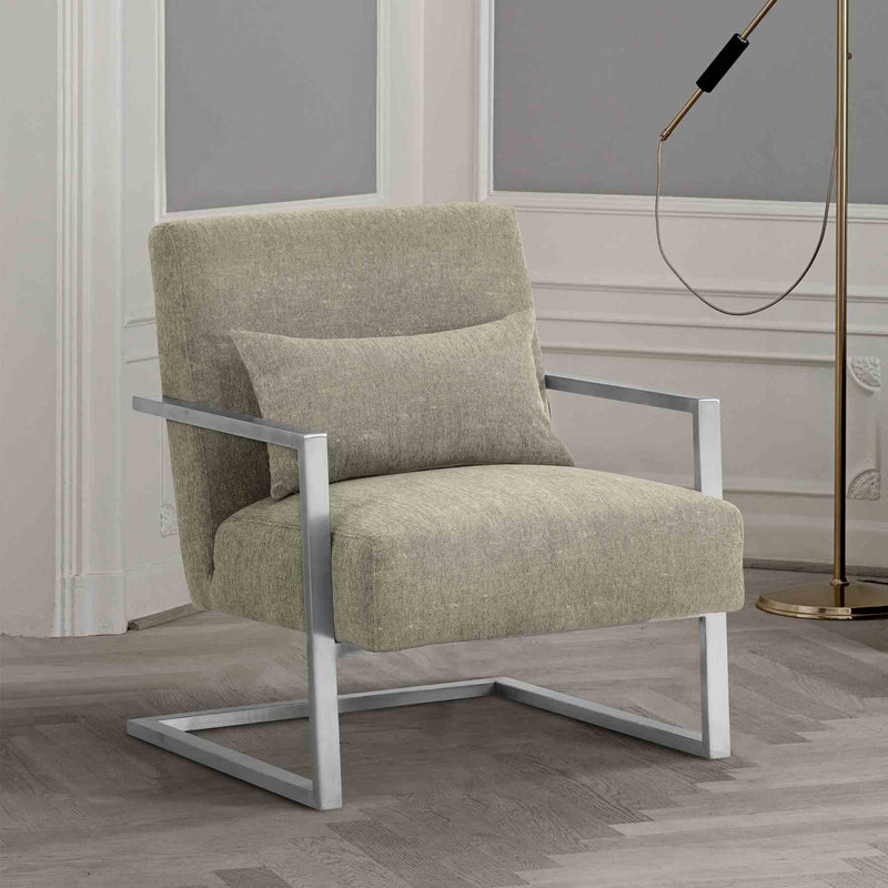 Skyline Modern Accent Chair In Gray Linen and Steel Legs - Furniture City (CA)l