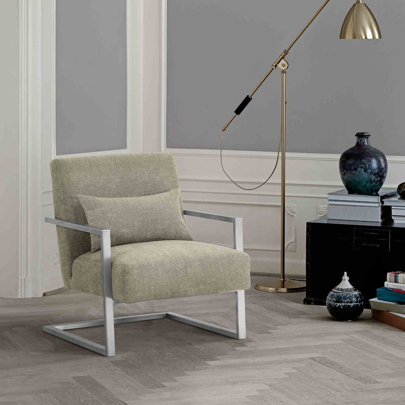 Skyline Modern Accent Chair In Gray Linen and Steel Legs - Furniture City (CA)l
