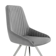 Skye Swivel Gray Velvet and Brushed Stainless Steel Dining Room Chairs - Set of 2 - Furniture City (CA)l