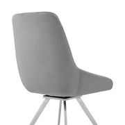Skye Swivel Gray Velvet and Brushed Stainless Steel Dining Room Chairs - Set of 2 - Furniture City (CA)l
