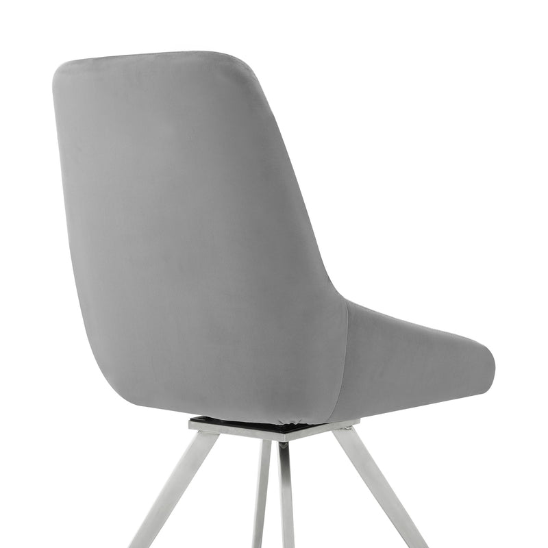 Skye Swivel Gray Velvet and Brushed Stainless Steel Dining Room Chairs - Set of 2 - Furniture City (CA)l