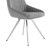 Skye Swivel Gray Velvet and Brushed Stainless Steel Dining Room Chairs - Set of 2 - Furniture City (CA)l