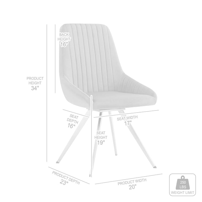 Skye Swivel Gray Velvet and Brushed Stainless Steel Dining Room Chairs - Set of 2