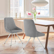 Skye Swivel Gray Velvet and Brushed Stainless Steel Dining Room Chairs - Set of 2 - Furniture City (CA)l