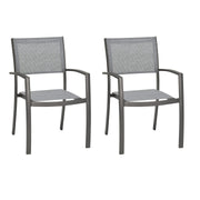 Solana Outdoor Aluminum Arm Dining Chairs in Cosmos Gray Finish - Set of 2 - Furniture City (CA)l