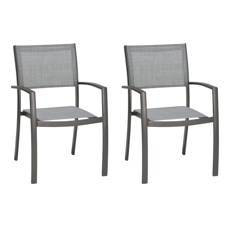 Solana Outdoor Aluminum Arm Dining Chairs in Cosmos Gray Finish - Set of 2 - Furniture City (CA)l