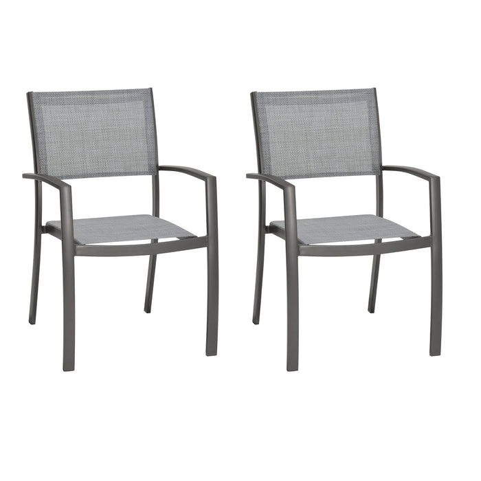Solana Outdoor Aluminum Arm Dining Chairs in Cosmos Gray Finish - Set of 2