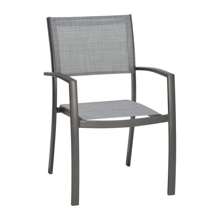 Solana Outdoor Aluminum Arm Dining Chairs in Cosmos Gray Finish - Set of 2