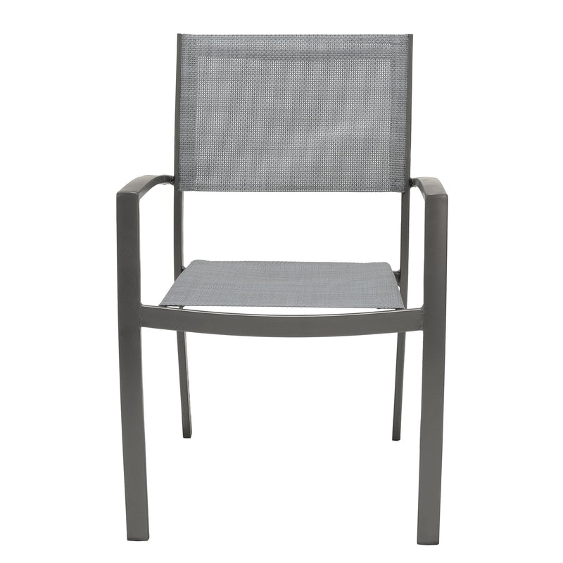 Solana Outdoor Aluminum Arm Dining Chairs in Cosmos Gray Finish - Set of 2 - Furniture City (CA)l
