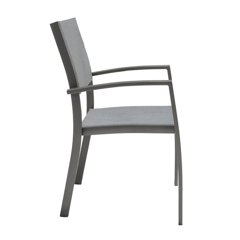 Solana Outdoor Aluminum Arm Dining Chairs in Cosmos Gray Finish - Set of 2 - Furniture City (CA)l