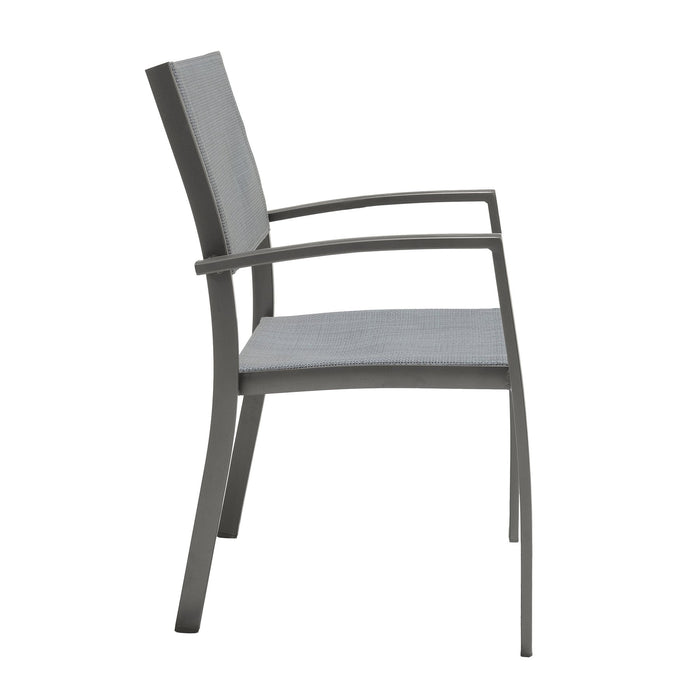 Solana Outdoor Aluminum Arm Dining Chairs in Cosmos Gray Finish - Set of 2