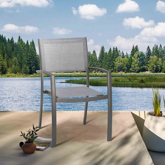 Solana Outdoor Aluminum Arm Dining Chairs in Cosmos Gray Finish - Set of 2