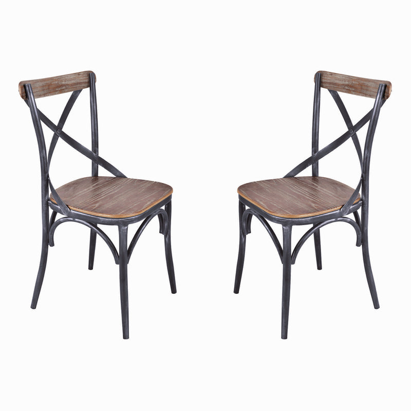 Sloan Industrial Dining Chair in Industrial Gray and Pine Wood - Set of 2 - Furniture City (CA)l