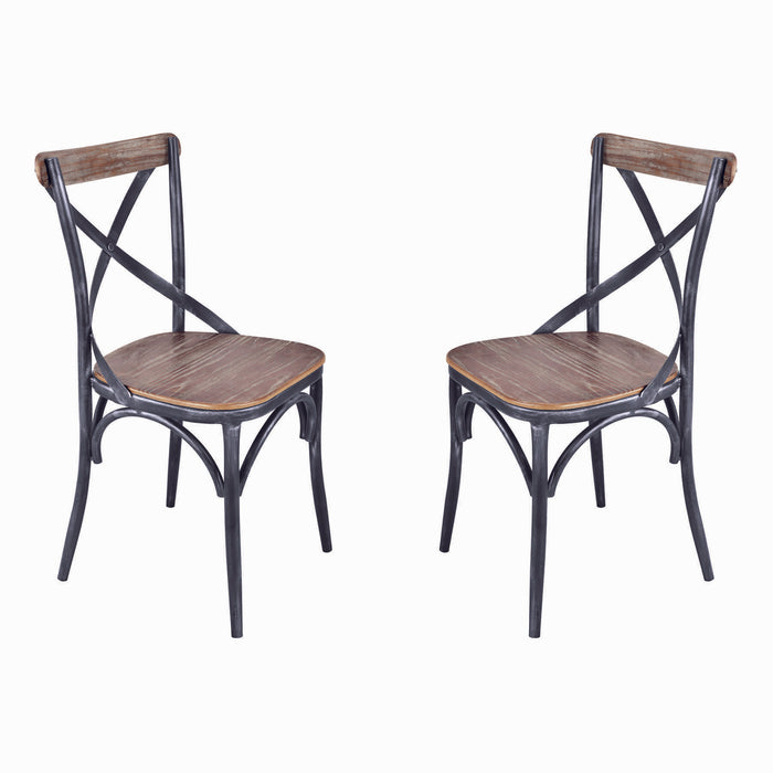 Sloan Industrial Dining Chair in Industrial Gray and Pine Wood - Set of 2