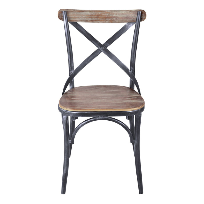 Sloan Industrial Dining Chair in Industrial Gray and Pine Wood - Set of 2