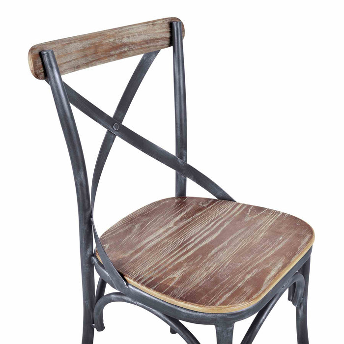 Sloan Industrial Dining Chair in Industrial Gray and Pine Wood - Set of 2
