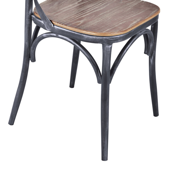 Sloan Industrial Dining Chair in Industrial Gray and Pine Wood - Set of 2