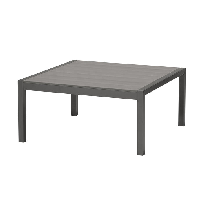 Solana Outdoor Square Coffee Table in Cosmos Gray Finish with Wood Top
