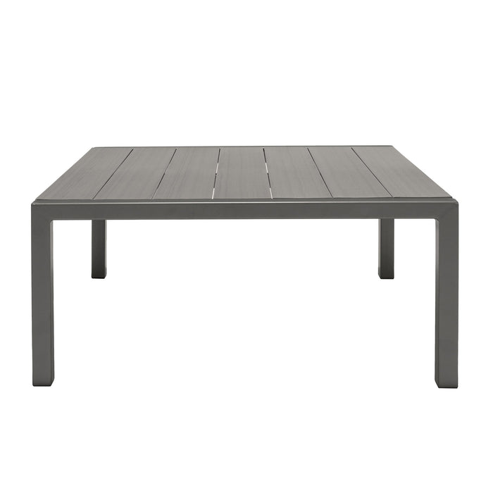 Solana Outdoor Square Coffee Table in Cosmos Gray Finish with Wood Top