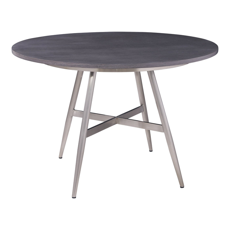 Soleil Contemporary Dining Table in Brushed Stainless Steel and Gray Walnut Top - Furniture City (CA)l