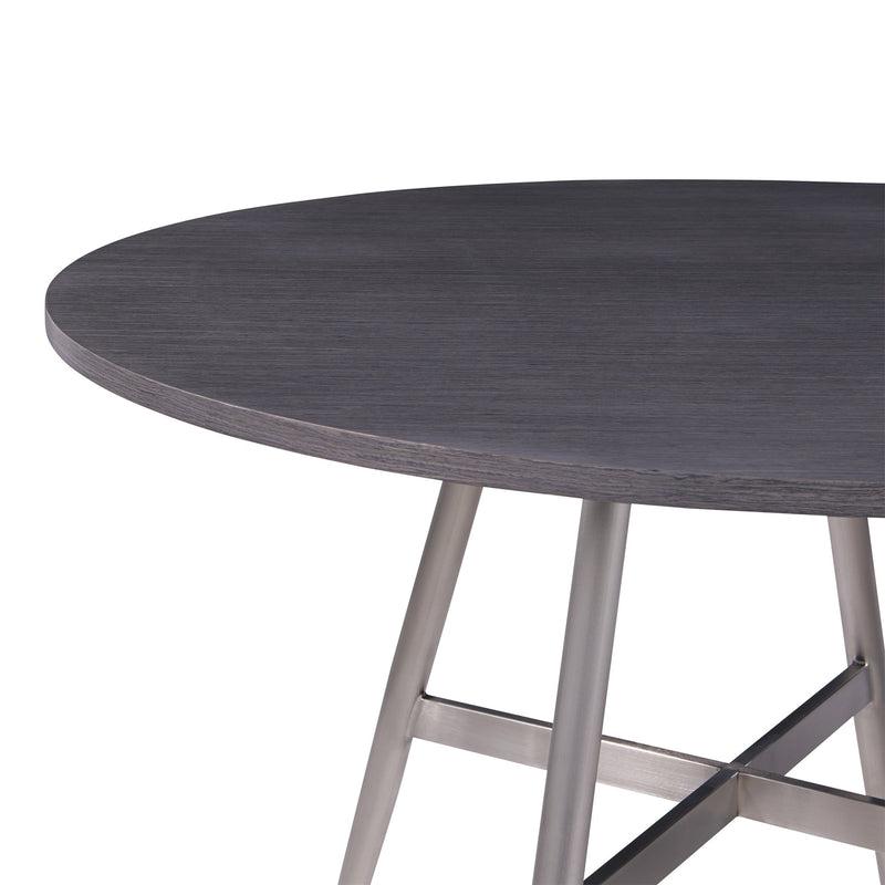 Soleil Contemporary Dining Table in Brushed Stainless Steel and Gray Walnut Top - Furniture City (CA)l