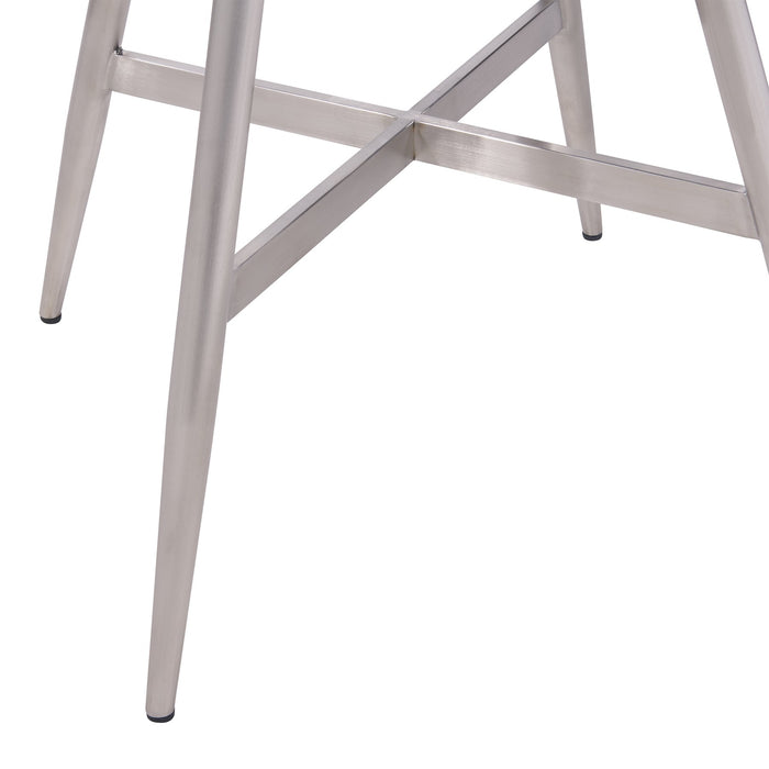 Soleil Contemporary Dining Table in Brushed Stainless Steel and Gray Walnut Top