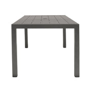 Solana Outdoor Rectangular Aluminum Dining Table in Cosmos Gray Finish with Wood Top - Furniture City (CA)l