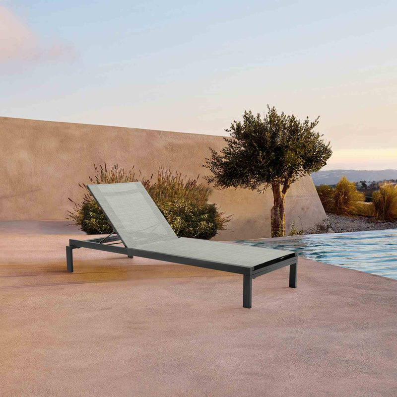 Solana Outdoor Dark Gray Aluminum Stacking Chaise Lounge Chair - Furniture City (CA)l